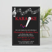 カラオケパーティーミュージカルスケールマイクレッドホワイト 招待状 (スタンド正面)