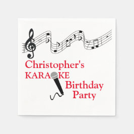 カラオケパーティーミュージカルスケールマイクレッド スタンダードカクテルナプキン
