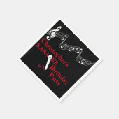 カラオケパーティーミュージカルスケールマイクレッド スタンダードカクテルナプキン (角)