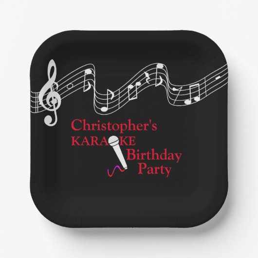 カラオケパーティーミュージカルスケールマイクレッド ペーパープレート (正面)