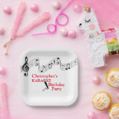 カラオケパーティーミュージカルスケールマイクレッド ペーパープレート (パーティー)