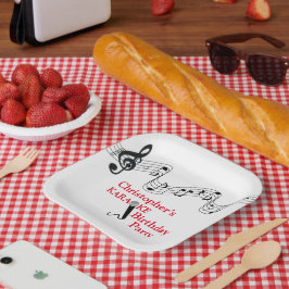 カラオケパーティーミュージカルスケールマイクレッド ペーパープレート