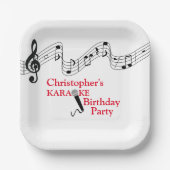 カラオケパーティーミュージカルスケールマイクレッド ペーパープレート (正面)