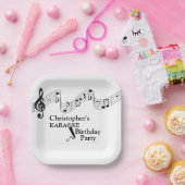 カラオケパーティーミュージカルスケールマイク白黒 ペーパープレート (パーティー)