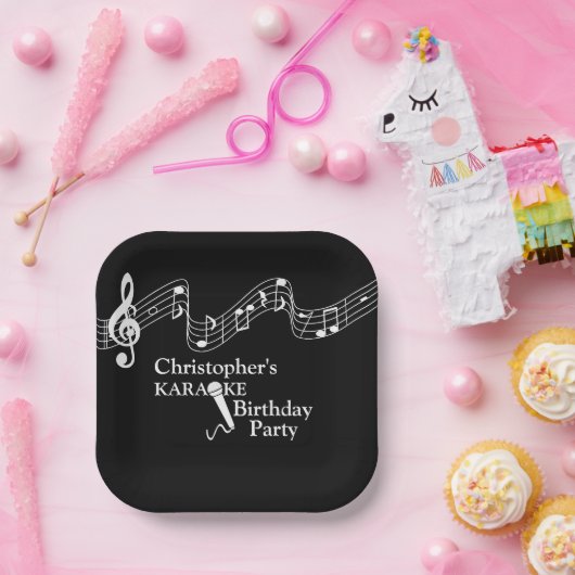 カラオケパーティーミュージカルスケールマイク ペーパープレート (パーティー)