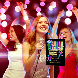 カラオケパーティー誕生日招待状 招待状