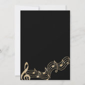 カラオケパーティー金ゴールドグリッター楽譜Notes on Black 招待状 (裏面)