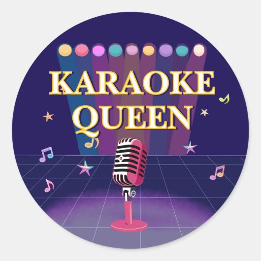 カラオケパーティー10代の誕生日 ラウンドシール (正面)