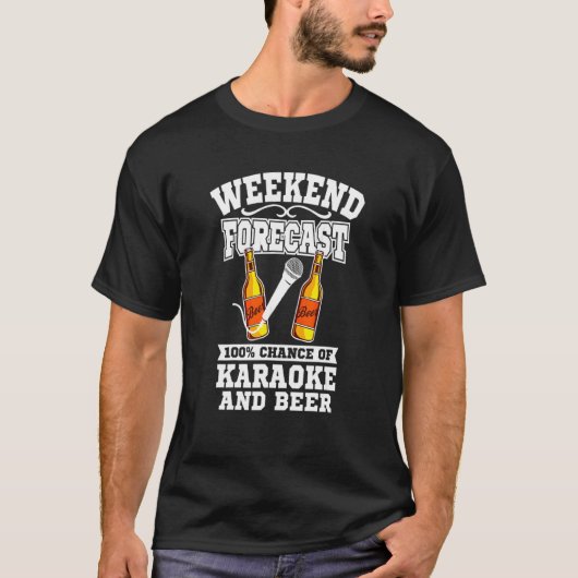 カラオケビアカラオケ週末予測ビール Tシャツ (正面)