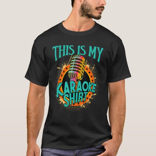 カラオケマイクの歌唱者 Tシャツ (正面)