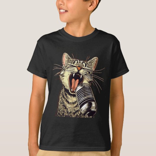 カラオケマイクの猫の仮装 Tシャツ (正面)