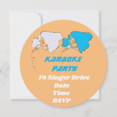 カラオケレコード歌唱レトロパーティーテーマ 招待状 (正面)