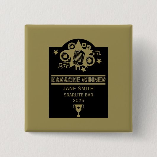 カラオケ勝者 缶バッジ (正面)