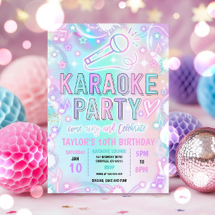 カラオケ歌唱曲絞り染めネオングロー誕生日 招待状