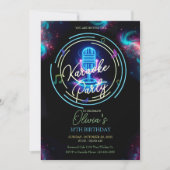 カラオケ誕生日パーティーへの招待 招待状 (正面)