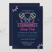 カラオケ誕生日パーティー 招待状 (正面/裏面)