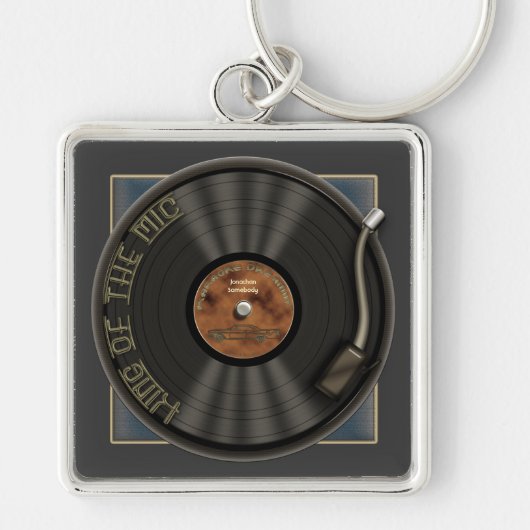 カラオケLPのレコードの報酬Keychain キーホルダー (正面)