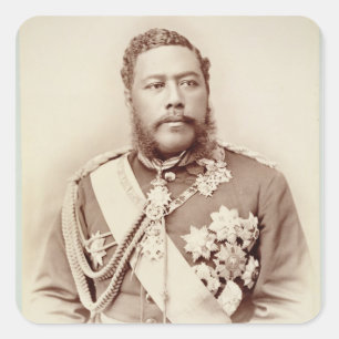 カラカウア王(1836-91)、c19回後半（セピア写真） スクエアシール