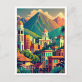 カラカスベネズエラアートヴィンテージトラベルイラストレーション ポストカード (正面)