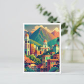 カラカスベネズエラアートヴィンテージトラベルイラストレーション ポストカード (スタンド正面)