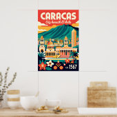 カラカス ベネズエラ レトロ ヴィンテージ 旅行 ポスター (キッチン)