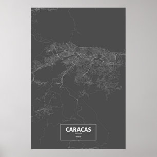 カラカス、ベネズエラ(白、黒) ポスター