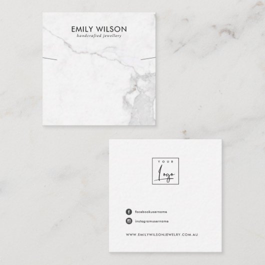 カラカッタ大理石テクスチャネックレスブレスレットディスプレイ スクエア名刺 (正面/裏面)