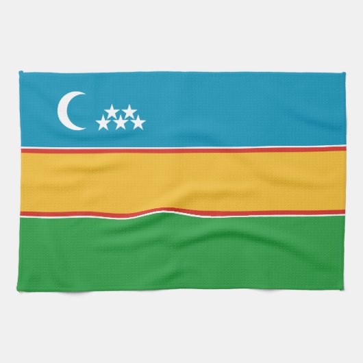 カラカルパクスタンの旗 キッチンタオル (横)