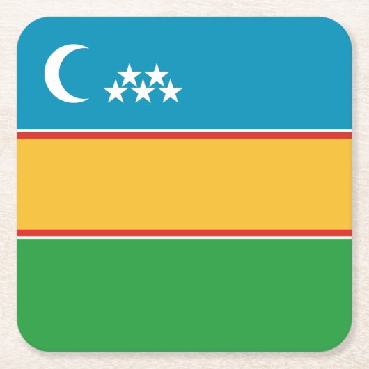 カラカルパクスタン国旗 スクエアペーパーコースター (正面)