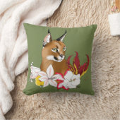 カラカルワイルドキャットグリーンフローラ クッション (ブランケット)