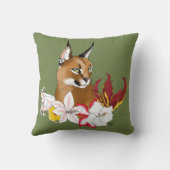 カラカルワイルドキャットグリーンフローラ クッション (裏面)