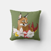 カラカルワイルドキャットグリーンフローラ クッション (正面)