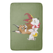 カラカルワイルドキャットグリーンフローラ バスマット (正面縦)