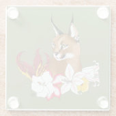 カラカルワイルドキャットフローラグリーン ガラスコースター (裏面)