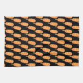 カラシとケチャップの付いたコーン犬 キッチンタオル (横)