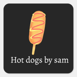 カラシとケチャップの付いたコーン犬 スクエアシール