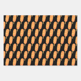 カラシとケチャップの付いたコーン犬 ラッピングペーパーシート