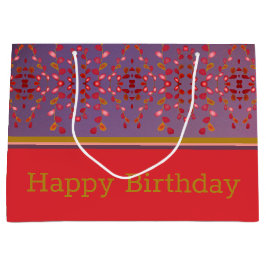 カラシの付いたピンクのプラム金ゴールド ラージペーパーバッグ