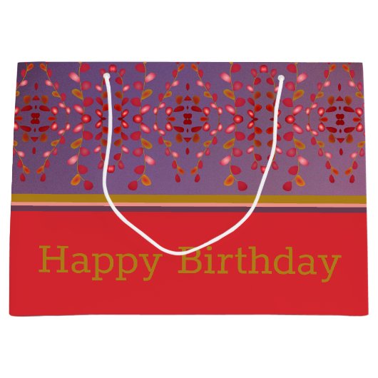 カラシの付いたピンクのプラム金ゴールド ラージペーパーバッグ (正面)