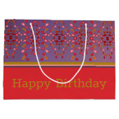 カラシの付いたピンクのプラム金ゴールド ラージペーパーバッグ (裏面)