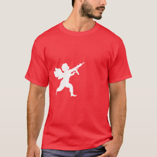 カラシニコフ自動小銃とのハートによって撃たれるキューピッド Tシャツ