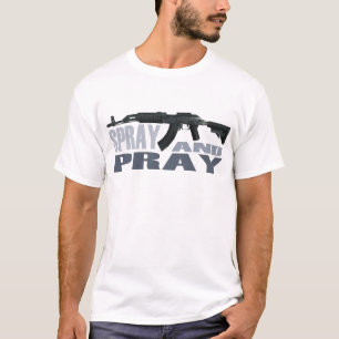 !!! カラシニコフ自動小銃に!吹きかけ、祈って下さい!! 人の基本的なTシャ Tシャツ