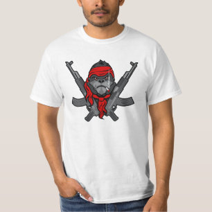 カラシニコフ自動小銃のゴリラの反逆者の戦闘機の漫画 Tシャツ
