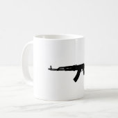 カラシニコフ自動小銃のシルエット コーヒーマグカップ (正面左)