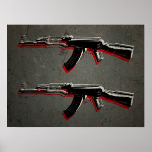 カラシニコフ自動小銃の突撃銃のポップアート ポスター