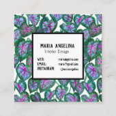 カラジ葉ウムトロピカル水はっきりした色植物学 スクエア名刺 (裏面)