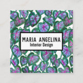 カラジ葉ウムトロピカル水はっきりした色植物学 スクエア名刺 (正面)