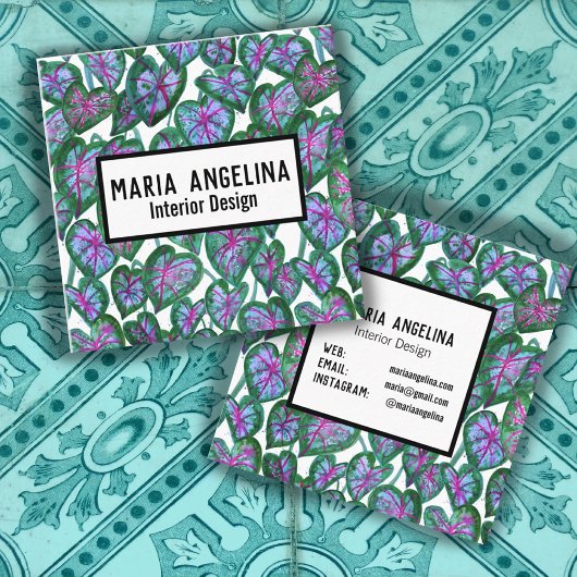 カラジ葉ウムトロピカル水はっきりした色植物学 スクエア名刺