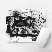 カラスおよびワイヤー実例を含む都市握りこぶし マウスパッド (マウス)