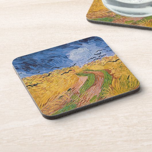 カラスが付いているフィンセント・ファン・ゴッホ|のWheatfield、1890年 コースター (左側)